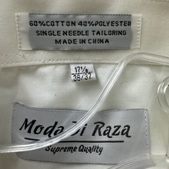 Moda Di Raza Creamy White Slim Fit Men's Dress Shirt NWT 17-1/2 - Picture 3 of 5